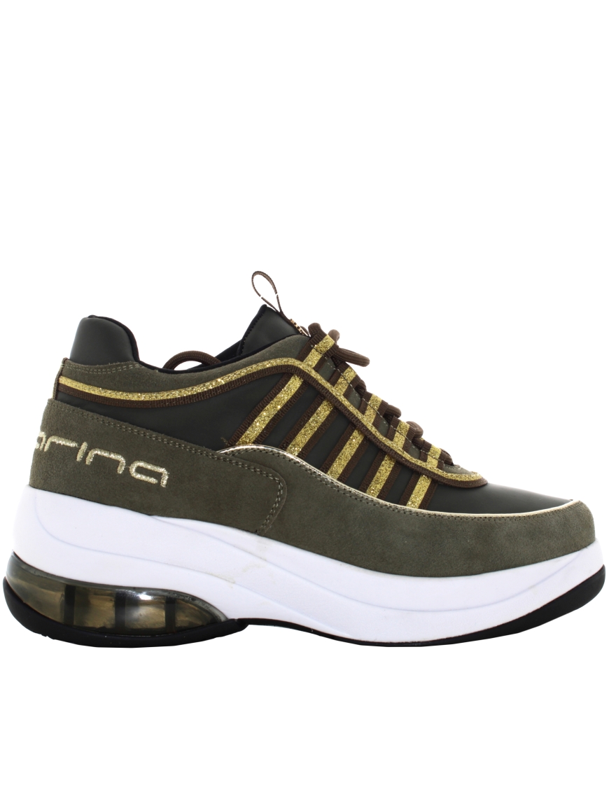 FORNARINA donna sneakers con zeppa UP ARMY GOLD