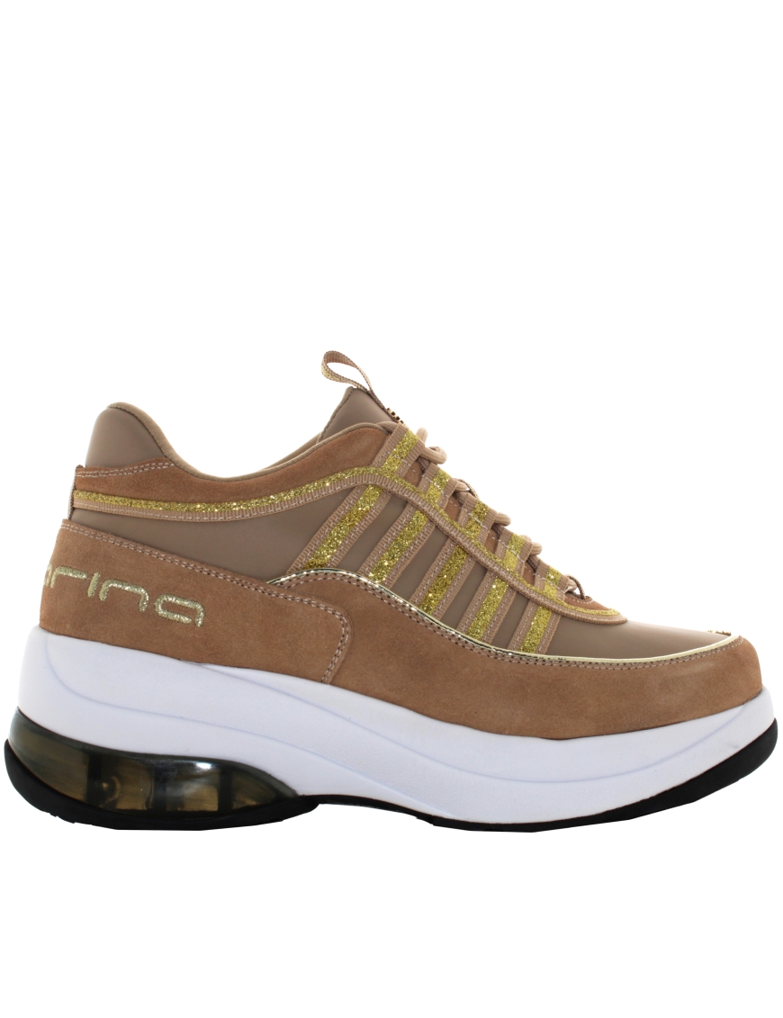 FORNARINA donna sneakers con zeppa UP SAN GOLD