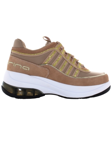 FORNARINA donna sneakers con zeppa UP SAN GOLD